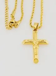Religieus Collier Kruis van Christus van Goudkleurig Roestvrij Staal