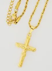 Religieus Collier Kruis van Christus van Goudkleurig Roestvrij Staal