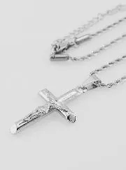 Religieus Collier met Kruis van Christus van Zilverkleurig Roestvrij Staal