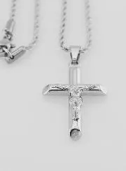 Religieus Collier met Kruis van Christus van Zilverkleurig Roestvrij Staal