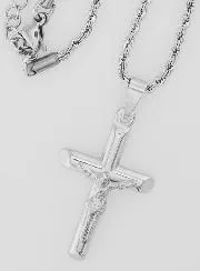 Religieus Collier met Kruis van Christus van Zilverkleurig Roestvrij Staal