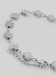 Zilverkleurige Religieuze Armband met Vierkante Kruisjes
