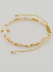 Religieuze Armband van Glazen Kralen met Kruisje