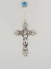 Rozenkrans Maria Wonderdadige met Barok Kruis - Blauw