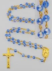 Rozenkrans van Blauw Kristal met Wonderdadige Medaille