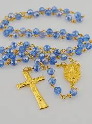 Rozenkrans van Blauw Kristal met Wonderdadige Medaille