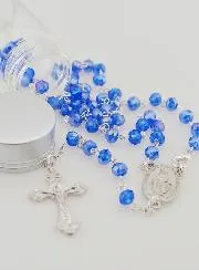 Rozenkrans Blauw Kristal en Wonderdadige Medaille