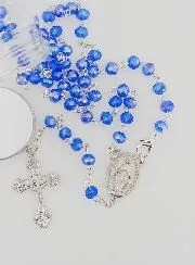 Rozenkrans Blauw Kristal en Wonderdadige Medaille