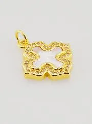 Hanger Vierkant Kruis van Parelmoer Messing en Strass