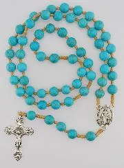 Rozenkrans Turquoise Kralen - Wonderdadige Medaille