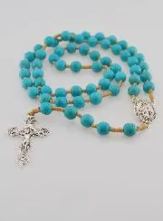 Rozenkrans Turquoise Kralen - Wonderdadige Medaille