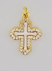 Hanger Orthodox Kruis met Strass en Parelmoer - 17mm