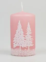 Decoratieve Kaars Winter - Roze Gepoederd