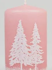 Decoratieve Kaars Winter - Roze Gepoederd