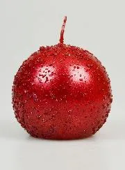Decoratieve Bolkaars met Glitter 8cm - Rood