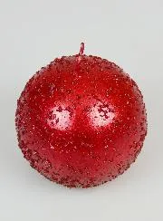 Decoratieve Bolkaars met Glitter 8cm - Rood