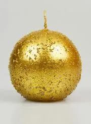 Decoratieve Bolkaars met Glitter 8cm - Anktiek Goud