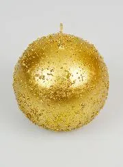 Decoratieve Bolkaars met Glitter 8cm - Anktiek Goud