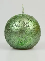 Decoratieve Bolkaars met Glitter 8cm - Dennen Groen
