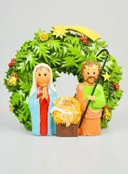 Kerstkrans Kerststal om neer te zetten - 15cm