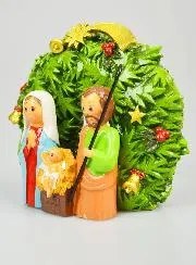 Kerstkrans Kerststal om neer te zetten - 15cm