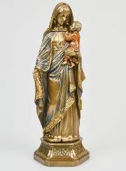 Religieus Beeld Drieluik Maria met Kind van Brons - 20cm