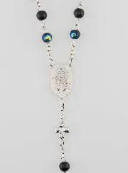 Rozenkrans Wonderdadige Medaille en Chroom Kralen - Zwart