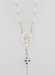 Rozenkrans Wonderdadige Medaille en Chroom Kralen - Wit