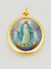 Gekleurde Medaille Maria Wonderdadige 22mm