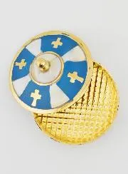 Handgemaakte Rozenkrans Doos van Messing en Parelmoer - Blauw