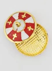 Handgemaakte Rozenkransdoos van Messing en Parelmoer - Rood