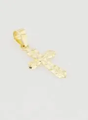 Hanger met Bewerkt Kruis 15mm - 9k Goud