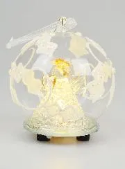 Verlichte Kerstbal Engel van Glas - 8cm