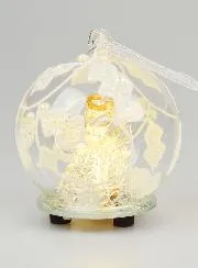 Verlichte Kerstbal Engel van Glas - 8cm