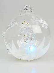Verlichte Kerstbal van Glas 10cm - Kerststal