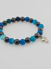 Edelsteen Armband - Blauwe Agaat en Hematiet 8mm