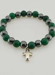 Edelsteen Armband - Groene Agaat en Hematiet 8mm
