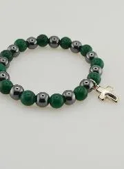 Edelsteen Armband - Groene Agaat en Hematiet 8mm
