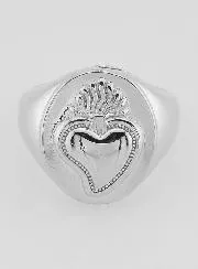 Verstelbare Ex Voto Zegelring van Zilverkleurig Messing