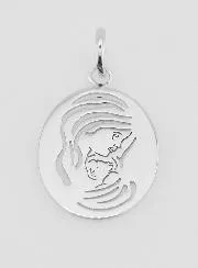 Ovale Hanger Maria en Kind Zilver - 20mm