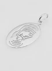 Ovale Hanger Maria en Kind Zilver - 20mm