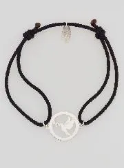 Armband Zilver en Zwart Koord - Heilige Geest