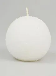 Decoratieve Bol Kaars met Ijskristallen 8cm - Wit