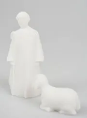 Kerststal van Albast Herder en Schaap - 9cm