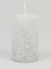 Kerstkaars met Vorst-effect 10cm - Zilver