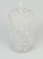 Kerstkaars met Vorst-effect 10cm - Zilver