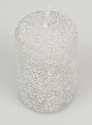 Decoratieve Kaars met Sneeuw Effect 10cm - Zilver