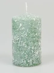 Decoratieve Kaars met Sneeuw Effect 10cm - Denneboom Groen