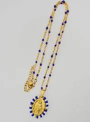 Wonderdadige Medaille Blauwe en Witte Kralen + Ketting met Kralen