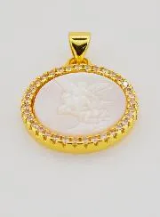 Hanger Heilige Michaël Messing en Parelmoer - 22 mm